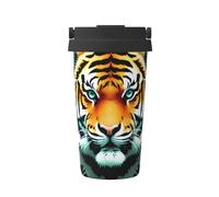 Tasse à café de voyage Little Fat Tiger Head de 473,6 g, tasse isotherme à double paroi/avec couvercle et poignée, pour voiture, bureau quotidien