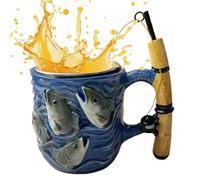 Tasse à café de voyage | Tasses en résine sur le thème de la pêche pour boissons - Mugs en forme de canne à pêche pour du thé | pour père, petit ami, grand-père, oncle, boissons chaudes et froides, la
