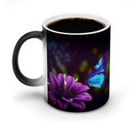 Tasse à café décolorée 12 oz, motif fleurs bleues et violettes, motif papi