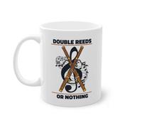 Tasse à café double Reeds Or Nothing Basson Instrument Joueur | Tasse à café de musique aérophone Blanc (06634B)