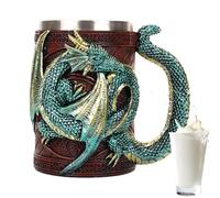 Tasse à café Dragon - Tasse dragon 3D, chope fantaisie | Stein intérieur en acier inoxydable, illustration de dragons sculptés, support de boisson médiévale, pièce de présentation de collection pour