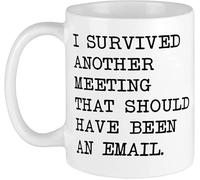 Tasse à café drôle J'ai survécu à une autre réunion qui aurait dû être un e-mail Tasses à café en céramique Meilleures tasses à café blanches drôles et inspirantes 11 oz
