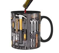 Tasse à café drôle, tasse de voyage à café en céramique noire, grande tasse à thé et à café tasses drôles pour femmes grande boîte à outils mécanique tasse à café pour bière, whisky, vin