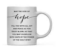 Tasse à cafe Écriture 15:13 Que le Dieu de l'espérance remplisse Tasse à | café NoëL Lot de 2-330ml Rillant Mugs Réutilisable Tasses Beau Pere Naissance