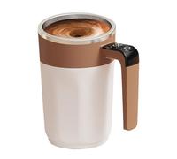 Tasse à café électrique rechargeable de 400 ml avec couvercle, écran LCD intégré | Tasse en acier inoxydable auto-mélangeuse | Tasse à mélange automatique pour lait, thé, cacao, miel, cuisine