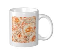 Tasse à café élégante en céramique avec motif de roses de pêche aquarelle, pour la maison et le bureau, 325 ml