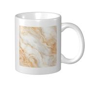 Tasse à café élégante en céramique avec veines dorées pâles, couleur crème marbrée, pêche, 325 ml