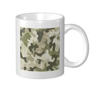 Tasse à café élégante en céramique motif camouflage militaire vert beige 325 ml
