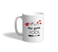 Tasse à café Embrasse-moi, imbécile ! Romance Amour Blanc Mug à café | Filles Lot de 2-330ml Réutilisable Tasses Élégant Mugs Gamers FrèRe