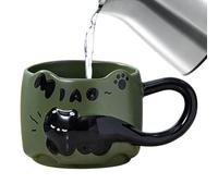 Tasse à café empilable en forme de chat - Tasse à lait mignonne en céramique humoristique de dessin animé pour petit déjeuner de cuisine, vaisselle pour café, thé, lait, chocolat, jus
