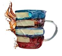 Tasse à café empilée en verre peint - Accessoire de lecture pour les amateurs de littérature, les lecteurs, les enseignants, les écrivains, les de bibliothèque, la famille, les hommes, les amis