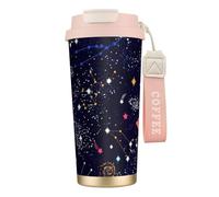 Tasse à café en acier avec couvercle anti-fuite, motif carte de la constellation des étoiles, tasse portable pour garder au chaud/glace