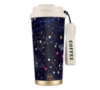 Tasse à café en acier avec couvercle anti-fuite, motif carte de la constellation des étoiles, tasse portable pour garder au chaud/glace