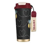 Tasse à café en acier avec couvercle anti-fuite, tasse portable pour garder au chaud ou à la glace Motif bourdons et abeilles