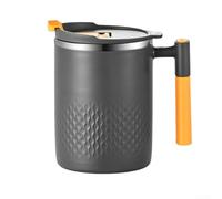 Tasse à café en acier inoxydable 304 de qualité supérieure, 12 x 8,5 cm, double paroi avec couvercle à poignée, rétention de la température, pour la maison, la cuisine, noir, gris, vert (gris foncé)