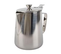 Tasse à café en acier inoxydable, pichet à mousse de lait, gobelet à mousse de lait Barista avec couvercle et poignée pour café au lait (1000 ml)