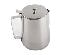 Tasse à café en acier inoxydable, pichet à mousse de lait, gobelet à mousseur à lait Barista avec couvercle et poignée pour café latte (600 ml)