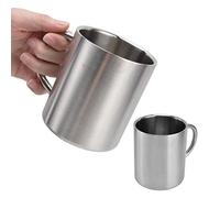 Tasse à café en acier inoxydable, tasses en acier inoxydable à double paroi avec poignées, Tasses à café à double paroi de 410 ml tasses à thé en acier inoxydable pour Bureau, Domicile, Camping
