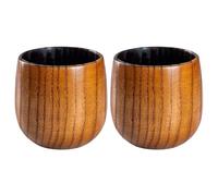 Tasse à café en bois - Lot de 2 tasses réutilisables à l'ancienne - Verre à whisky rustique avec vaisselle élégante | Hommes Papa Home Office Bar Restaurant Thé Café Vin Bourbon Bière Chaud