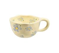 Tasse à café en céramique, 250 ml, motif fleur bleue | Polyvalente pour le bureau et la maison, parfaite pour le latte, le thé et le lait | Passe au micro-ondes et au lave-vaisselle