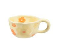 Tasse à café en céramique, 250 ml, motif fleur d'oranger | Polyvalente pour le bureau et la maison, parfaite pour le latte, le thé et le lait | Passe au micro-ondes et au lave-vaisselle