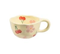Tasse à café en céramique, 250 ml, motif fleurs roses | Polyvalente pour le bureau et la maison, parfaite pour le latte, le thé et le lait | Passe au micro-ondes et au lave-vaisselle