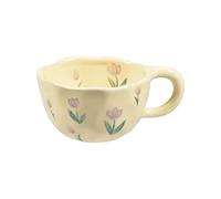 Tasse à café en céramique, 250 ml, motif fleurs violettes | Polyvalente pour le bureau et la maison, parfaite pour le latte, le thé et le lait | Passe au micro-ondes et au lave-vaisselle