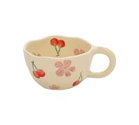 Tasse À Café en Céramique 300ml, Tasse Créative Cerise Et Fleur, Tasse Vintage Petit Déjeuner Irrégulier, Passe Au Lave-Vaisselle Et Au Micro-Ondes