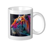 Tasse à café en céramique abstraite avec motif tigre fluo pour la maison et le bureau, 325 ml