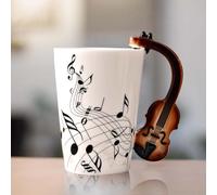 Tasse à café en céramique avec anse de violon, impression note de musique, tasse à thé, tasse cadeau, pour les amateurs de musique, cadeau, 250 ml, violon