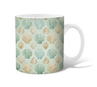Tasse à café en céramique avec anse - Motif coquillages et vagues - Cadeau idéal pour l'amitié, la famille, les collègues, les enseignants, le personnel chéri, 445 ml