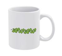 Tasse à café en céramique avec cadre trèfle - 330 ml - Bordure design | Bordures trèfle sur tasse à café de 330 ml, cadre classique et transparent.