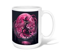 Tasse à café en céramique avec citation de sorcière et lune pêche 445 ml | Thème automnal, tasse à boire, art fantastique foncé, esthétique sorcière, tasse de boisson saisonnière