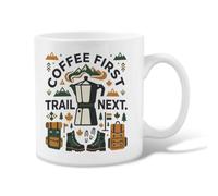 Tasse à café en céramique avec citation « First Trail Next Hiking » - 325