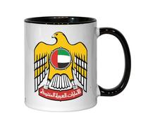 Tasse à café en céramique avec emblème des Émirats arabes unis du Moyen-Orient Noir