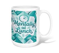 Tasse à café en céramique avec horloge - Moderne - Abstrait - Trombone - Bleu sarcelle - Avec poignée - Idéale pour les amis, la famille, les collègues de travail, les personnes âgées - 445 ml