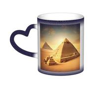 Tasse à café en céramique avec impression pyramide égyptienne dans le désert ciel étoilé changeant de couleur pour anniversaire, bureau, cadeau d'anniversaire de mariage