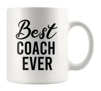 Tasse à café en céramique avec inscription « Best Coach Ever Coach Ever » - Cadeau pour les anniversaires, la Saint-Valentin - 325 ml - Blanc