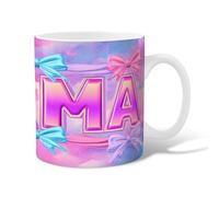 Tasse à café en céramique avec inscription « Bows » - Motif nuages fantaisistes - Sans pêche - Cadeau idéal pour l'amitié, la famille, les collègues, les enseignants, le personnel amour, 445 ml