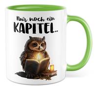 Tasse à café en céramique avec inscription en allemand « Nur noch ein Kapitel… » - Tasse à café en céramique - 330 ml - Rat de lecture fantaisie livre livres amateurs de livres - Chouette de nuit