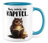 Tasse à café en céramique avec inscription en allemand « Nur noch ein Kapitel… » - Tasse à café en céramique - 330 ml - Rat de lecture fantaisie livre livres amateurs de livres - Chouette de nuit