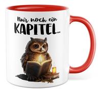 Tasse à café en céramique avec inscription en allemand « Nur noch ein Kapitel… » - Tasse à café en céramique - 330 ml - Rat de lecture fantaisie livre livres amateurs de livres - Chouette de nuit