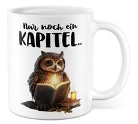 Tasse à café en céramique avec inscription en allemand « Nur noch ein Kapitel… » - Tasse à café en céramique - 330 ml - Rat de lecture fantaisie livre livres amateurs de livres - Chouette de nuit