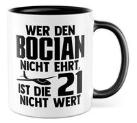 Tasse à café en céramique avec inscription en allemand « Wer den Bocian nicht ehrt, ist die 21 nicht wert » - Tasse à café en céramique 330 ml - Voilier avion avion pilote - Tasse à café pour les