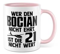 Tasse à café en céramique avec inscription en allemand « Wer den Bocian nicht ehrt, ist die 21 nicht wert » - Tasse à café en céramique 330 ml - Voilier avion avion pilote - Tasse à café pour les