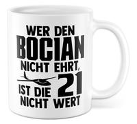 Tasse à café en céramique avec inscription en allemand « Wer den Bocian nicht ehrt, ist die 21 nicht wert » - Tasse à café en céramique 330 ml - Voilier avion avion pilote - Tasse à café pour les