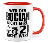 Tasse à café en céramique avec inscription en allemand « Wer den Bocian nicht ehrt, ist die 21 nicht wert » - Tasse à café en céramique 330 ml - Voilier avion avion pilote - Tasse à café pour les