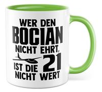 Tasse à café en céramique avec inscription en allemand « Wer den Bocian nicht ehrt, ist die 21 nicht wert » - Tasse à café en céramique 330 ml - Voilier avion avion pilote - Tasse à café pour les