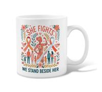 Tasse à café en céramique avec inscription « Inspirational Support » 325 ml | Thème de soutien de la solidarité, tasse à thé, typographie motivante, art botanique floral, citation d'encouragement