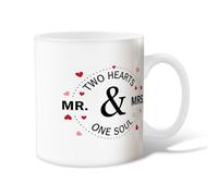 Tasse à café en céramique avec inscription « Mr. Mrs. Valentine » - Avec poignée - Cadeau pour amis, famille, amoureux, personnes âgées, collègues de travail, 445 ml